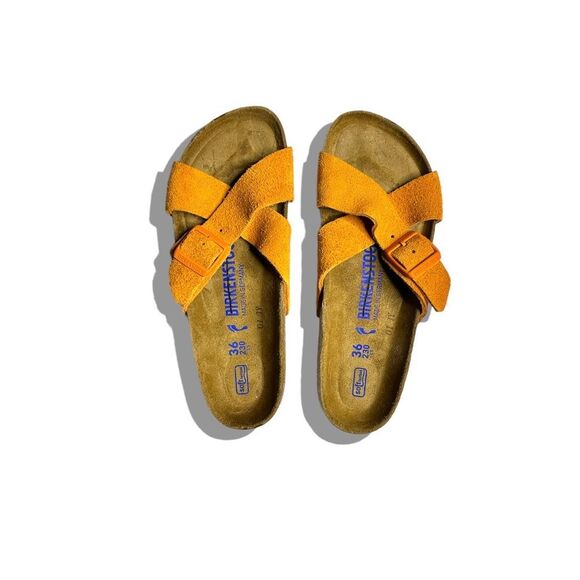 Free People Birkenstock Siena Orange Suede Sandals White Sole Sz 42 Men Women birkenstock-arizona-sfb-in-  main image 4
